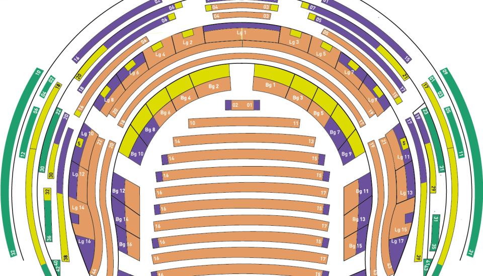 Plan de salle de l'Opéra de Rennes avec les tarifs associés